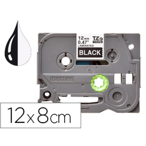 Cinta q-connect tze-335 blanco-negro 12mm longitud 8mt