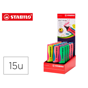 Rotulador stabilo boss splash 75 expositor sobremesa de 15 unidades colores surtidos