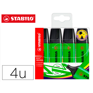 Rotulador stabilo boss fluorescente 70 verde estuche de 4 unidades