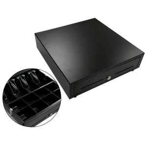 Cajon portamonedas 8 monederos 4 billeteros apertura electrica negro 410x415x110 mm