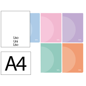 Libreta liderpapel 360 tapa de plastico a4 48 hojas 90gr liso sin margen colores pastel surtidos