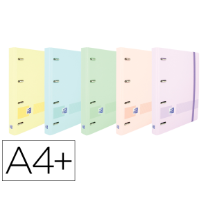 Carpeta con recambio oxford europeanbinder live&go din a4+polyfoam 4 anillas 35 mm cuadro 5 mm colores pastel