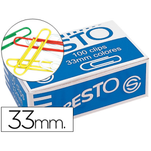 Clips colores presto caja de 100 unidades colores surtidos