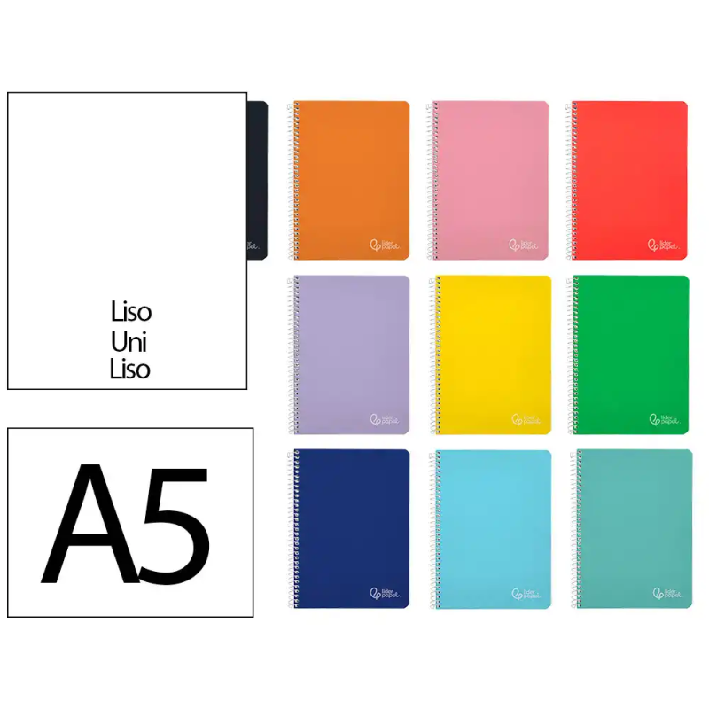 Cuaderno espiral liderpapel a5 witty tapa dura 80h 90gr liso sin margen colores surtidos