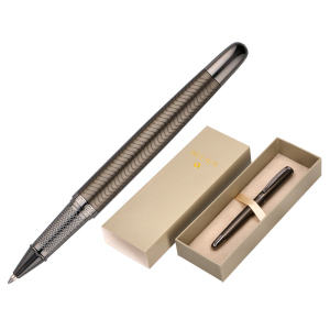 Boligrafo belius neptuno aluminio textura wavy color caqui tinta azul caja de diseño