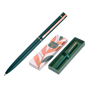 Boligrafo belius rose aluminio color verde oliva/oro rosa tinta azul caja de diseño
