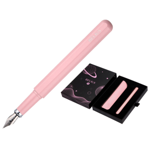 Pluma y funda de similpiel belius space b color minimalista rosa tinta azul caja de diseño