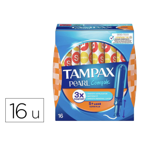 Tampon tampax pearl compak super plus caja de 16 unidades