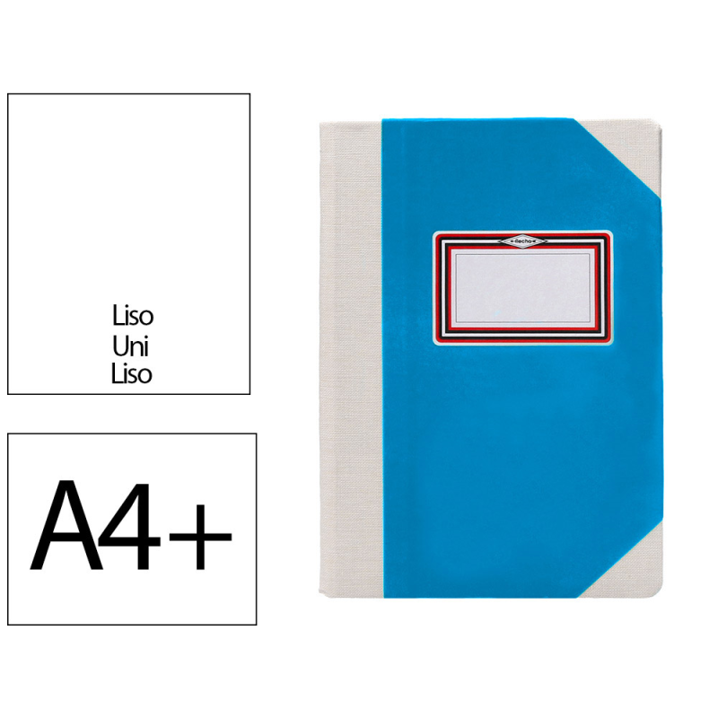 Libro cartone cosido fernandes flecha din a4+ liso 50 hojas 100 gr azul