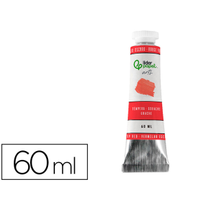 Pintura gouache/tempera liderpapel tubo de aluminio de 60 ml color rojo oscuro