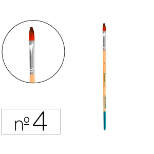 Pincel para pintura acrilica y acuarela liderpapel n 4 punta filbert / lengua gato de pelo sintetico certificado