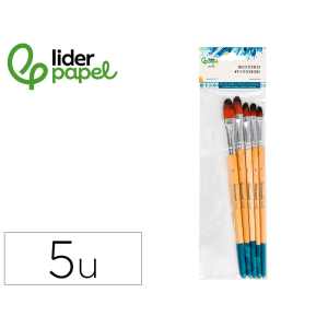Pinceles sinteticos liderpapel punta lengua gato bolsa de 5 unidades tamaños surtidos certificado fsc