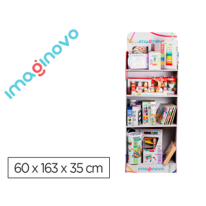 Expositor imaginovo juegos infantiles de suelo carton con 28 juegos y 22 puzles surtidos 60x163x35cm