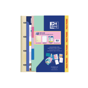 Pack carpeta con recambio oxford ebinder l&g pastel + recambio 4 anillas 80 h + juego 5 separadores