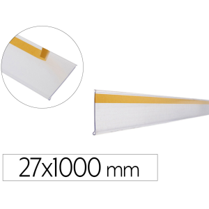 Soporte portaprecios q-connect adhesivo para estanteria etiqueta 27x1000 mm semi-transparente