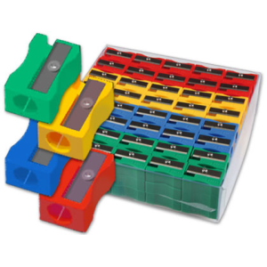 Sacapuntas liderpapel plastico 1 uso caja de 120 unidades colores surtidos