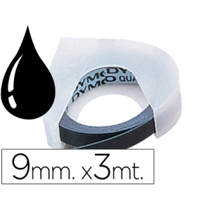 Cinta dymo 3d 9 mm x 3 mt negra tradicional