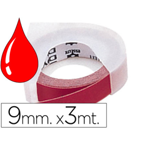 Cinta dymo 3d 9mm x 3 mt roja tradicional