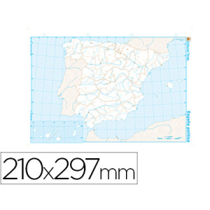 Mapa mudo b/n din a4 españa...