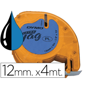 Cinta dymo 12mmx4mt -negro/azul para maquina letratag