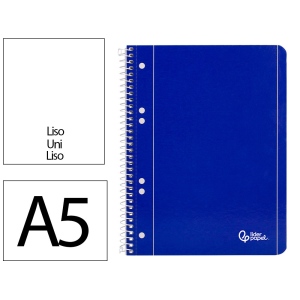 Cuaderno espiral liderpapel a5 micro serie azul tapa blanda 80h 75gr liso 6 taladros azul