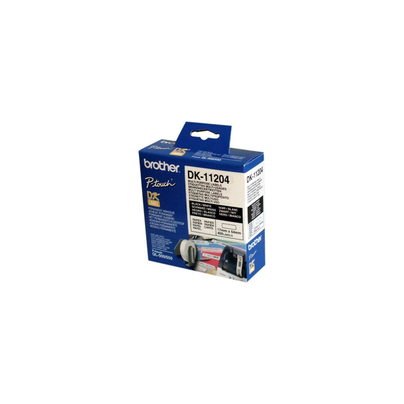 Etiqueta adhesiva brother dk11204 -tamaño 17x54 mm para impresoras de etiquetas ql -400 etiquetas-