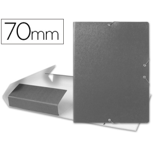Carpeta proyectos liderpapel folio lomo 70mm carton gofrado gris