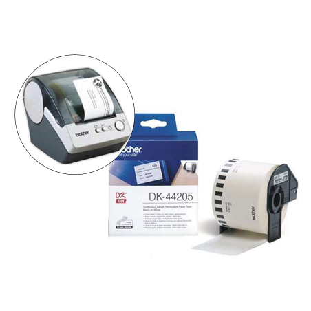 Etiqueta brother dk44205 cinta papel continuo adhesiva removible blanca 62x30,48 mt