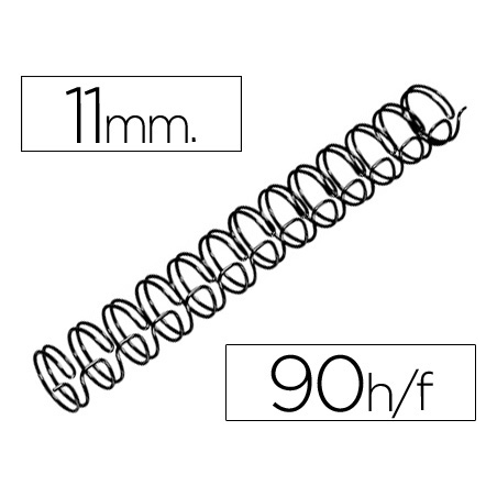 Espiral wire 3:1 11 mm n.7 negro capacidad 90 hojas caja de 100 unidades