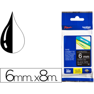 Cinta brother tze315 negro-blanco 6mm longitud 8mt