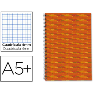 Cuaderno espiral liderpapel cuarto multilider tapa forrada 80h 80gr cuadro 4mm con marg en naranja