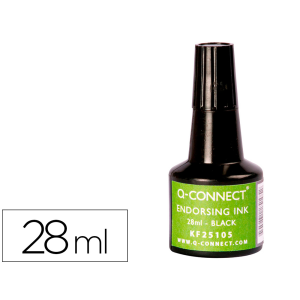 Tinta tampon q-connect negro bote 28 ml