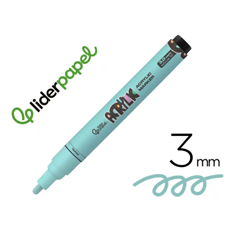 Rotulador liderpapel acrylic base agua todo tipo de superficie punta redonda 3 mm verde menta