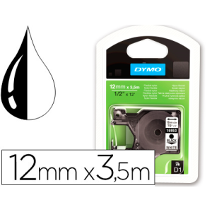 Cinta dymo negro blanco 12mm x3,5 mt d1 nylon
