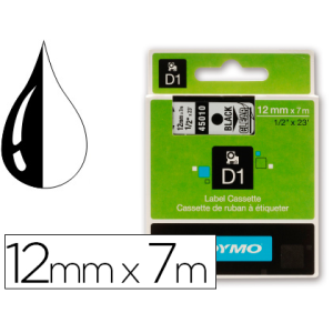 Cinta dymo negro transparente 12mm x7 mt d1