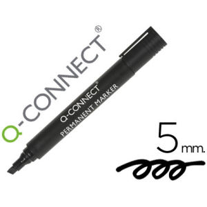 Rotulador q-connect marcador permanente negro punta biselada 5 mm