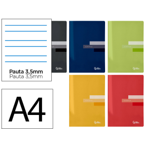 Libreta liderpapel scriptus a4 48 hojas 90gr rayado montessori 3,5mm con margen colores surtidos