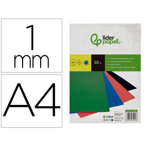 Tapa encuadernacion liderpapel carton a4 1mm azul paquete de 50 unidades