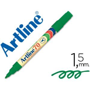 Rotulador artline marcador permanente ek-70 verde punta redonda 1.5 mm papel metal y cristal