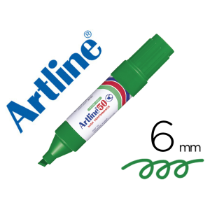 Rotulador artline marcador permanente ek-50 verde -punta biselada 6 mm -papel metal y cristal