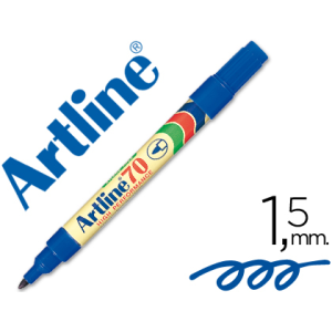 Rotulador artline marcador permanente ek-70 azul punta redonda 1.5 mm papel metal y cristal