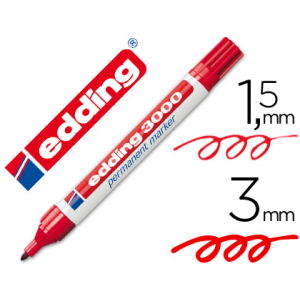 Rotulador edding marcador permanente 3000 rojo punta redonda 1,5-3 mm recargable