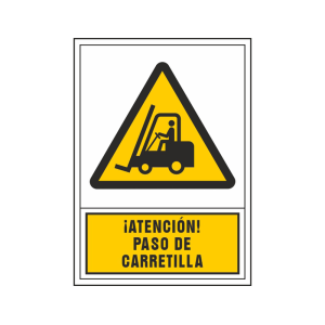 Pictograma syssa señal de advertencia atencion! paso de carretilla en pvc 245x345 mm