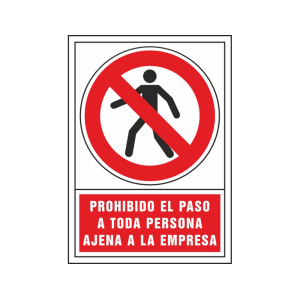 Pictograma syssa señal de prohibicion prohibido el paso a toda persona ajena a la empresa en pvc 245x345 mm