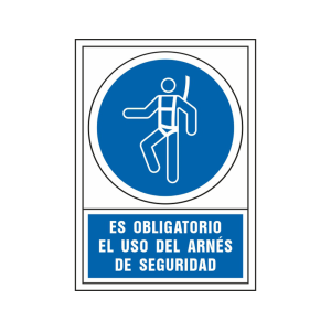 Pictograma syssa señal de obligacion es obligatorio el uso de arnes de seguridad en pvc 245x345 mm