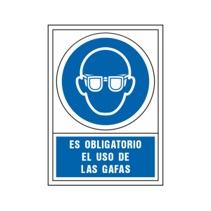 Pictograma syssa señal de obligacion es obligatorio el uso de las gafas en pvc 245x345 mm