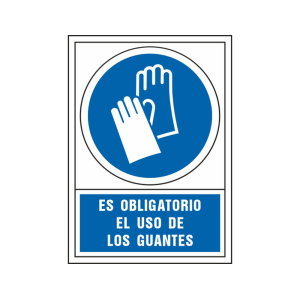 Pictograma syssa señal de obligacion es obligatorio el uso de los guantes en pvc 245x345 mm