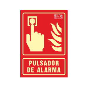 Pictograma syssa señal de pulsador de alarma en pvc fotoluminiscente 210x297 mm