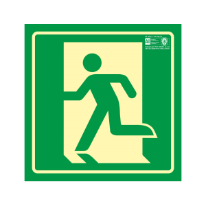 Pictograma syssa señal de salida de emergencia izquierda en pvc fotoluminiscente 210x210 mm