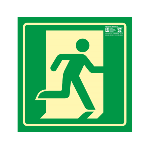 Pictograma syssa señal de salida de emergencia derecha en pvc fotoluminiscente 224x224 mm